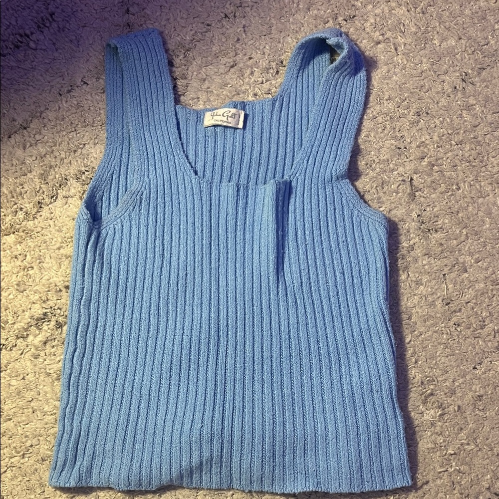 Brandy Melville Light Blue Ribbed Knit Tank Top